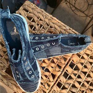 Corkys Blue Distressed Denim Sneakers